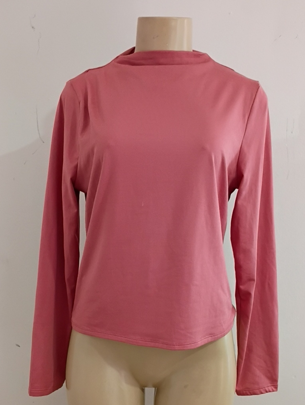 iris Long-Sleeve Rose Pink Mock Neck Top
